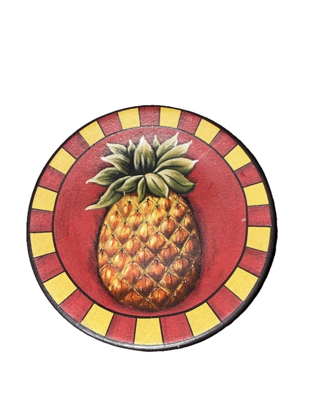 Pineapple Decorative Trinket Dish - Small 5" Display Plate - Red Yellow Sunburst